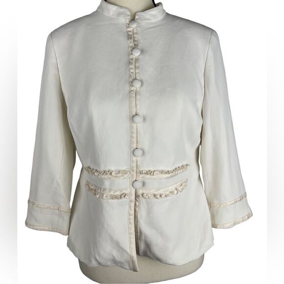 Doncaster collection cropped off white light cream button up jacket approx XXS - Picture 1 of 10